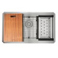 Nantucket Sinks 30In. Large Rectangle Single Bowl Undermount Stainless Steel Kitchen Sink with Accessories ZR-PS-3018-16